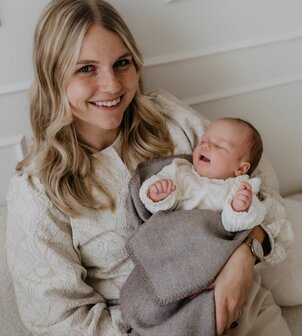 Beige - Merino wollen wieg- en omslagdeken 70x90 cm