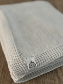 Creme - Merino wollen wieg- en omslagdeken - 80x100 cm - gebreid
