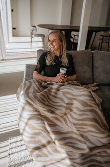 Wollen deken / plaid groot - Zebra beige