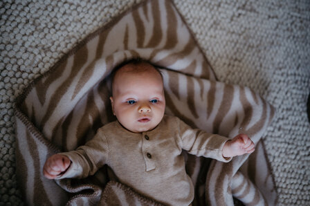 Wiegdeken wol - Zebra creme &amp; beige