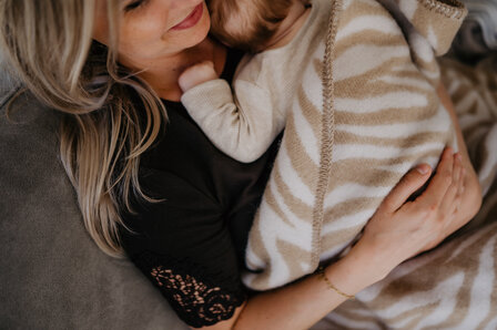 Wiegdeken wol - Zebra creme &amp; beige