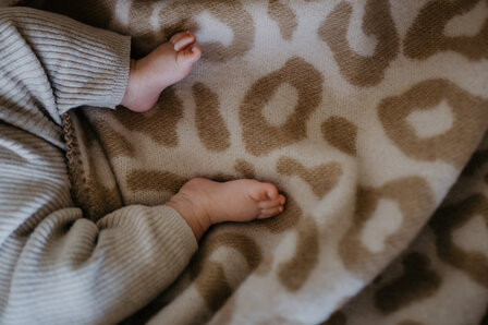 Ledikantdeken wol - panter - creme &amp; beige