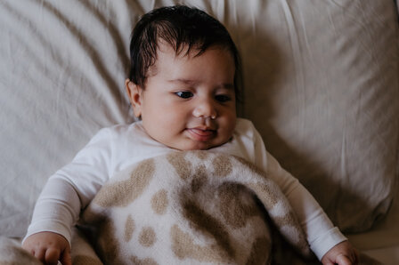 Wiegdeken wol - Panter creme &amp; beige