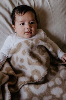 Wiegdeken wol - Panter creme &amp; beige