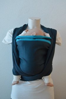 Draagdoek geweven luxury Dark Grey/Turquoise Double