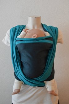 Draagdoek geweven luxury Dark Grey/Turquoise Double