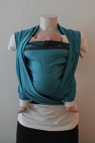 Draagdoek geweven luxury Dark Grey/Turquoise Double