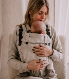 Draagzak Click & Go Baby - 100% natural - leaves linnen/katoen