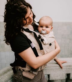 Draagzak Click & Go Baby - 100% natural - zebra linnen/katoen