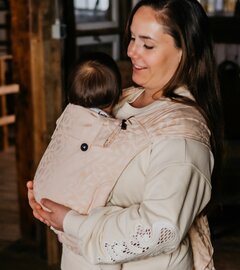 Draagzak wrap & go baby - floral - zachte perzikkleur