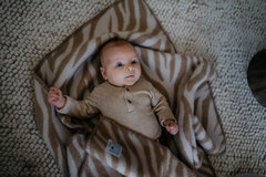 Ledikantdeken wol - zebra - creme & beige