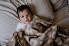 Ledikantdeken wol - panter - creme & beige