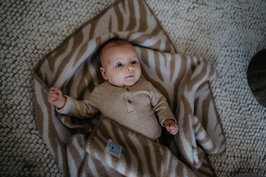 Ledikantdeken wol - zebra - creme & beige