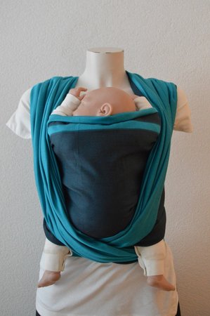 Draagdoek Dark Grey/Turquoise Double