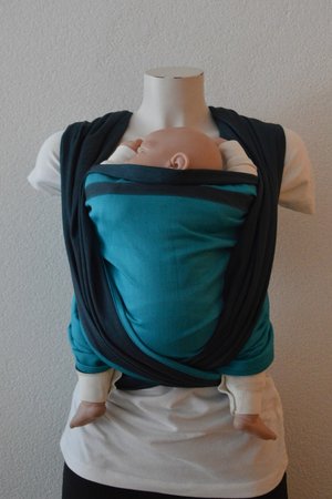 Draagdoek Dark Grey/Turquoise Double