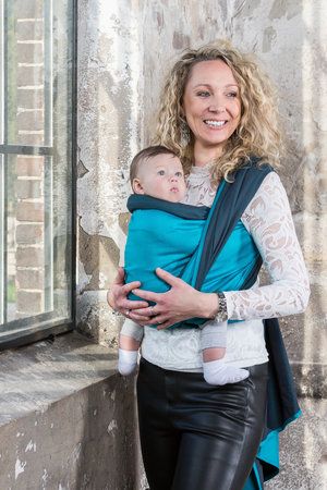 Draagdoek Dark Grey/Turquoise Double