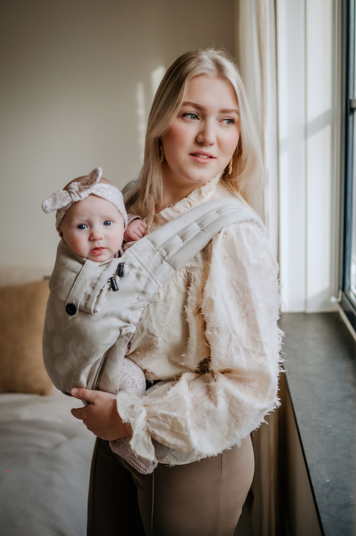 Draagzak baby leaves natural