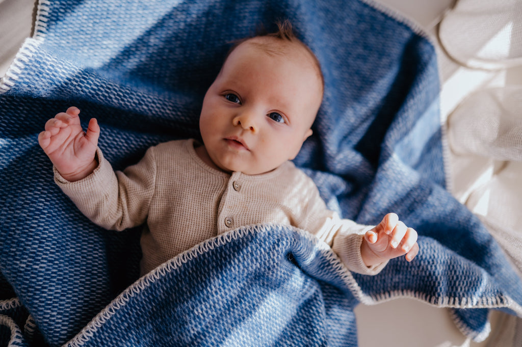 Babydeken van wol blauw