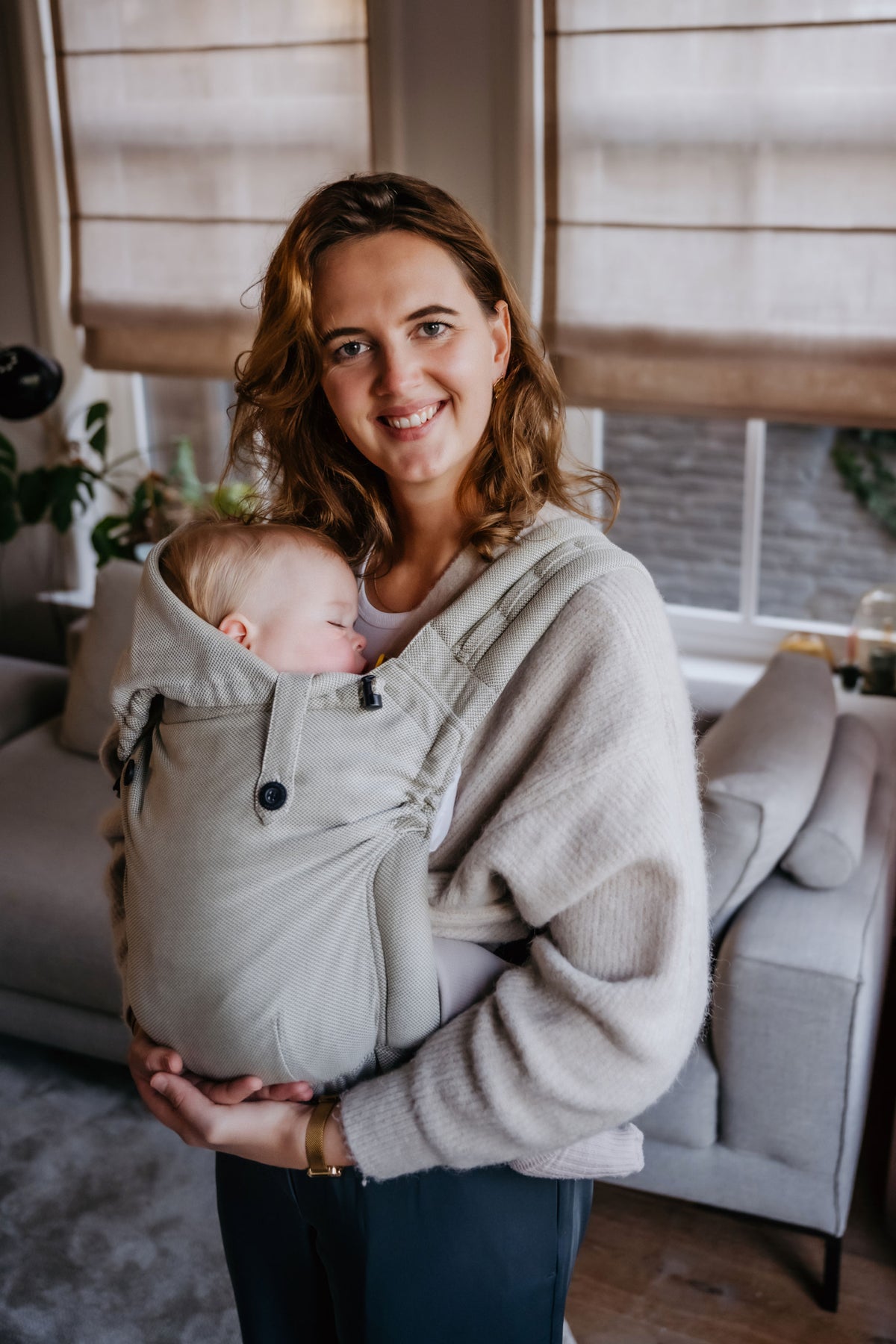 Draagzak baby olijfgroen pure baby love