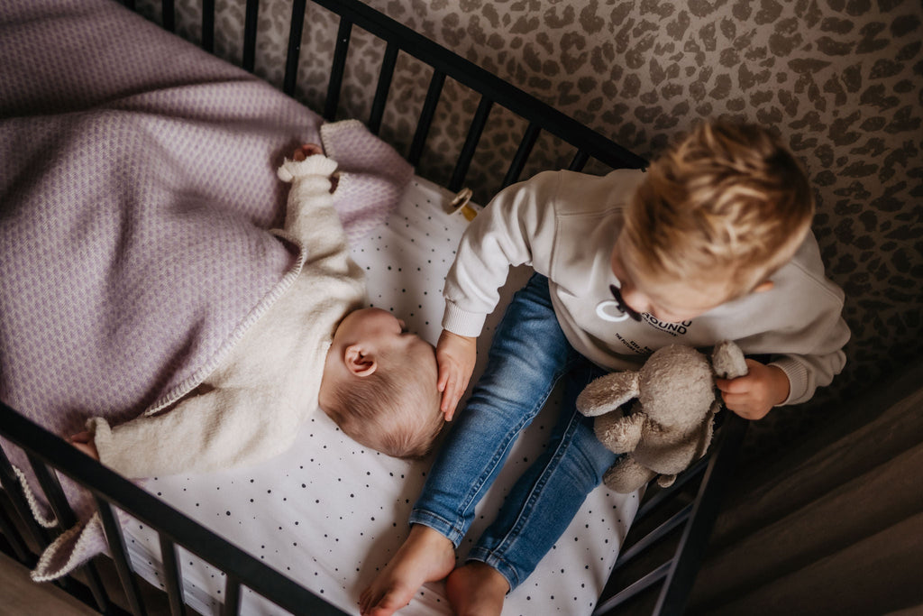 Wiegdeken kinderwagendeken wol lila