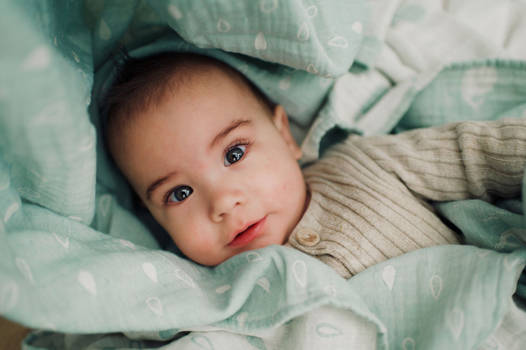 Hydrofiele doek - Jade groen druppels - Pure Baby Love